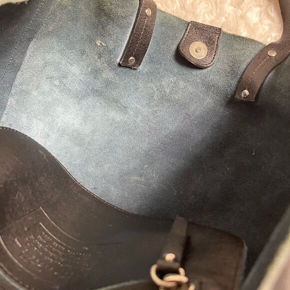 Pulicati made in Italy leather black extra large tote silver tone accent. - Picture 10 of 12